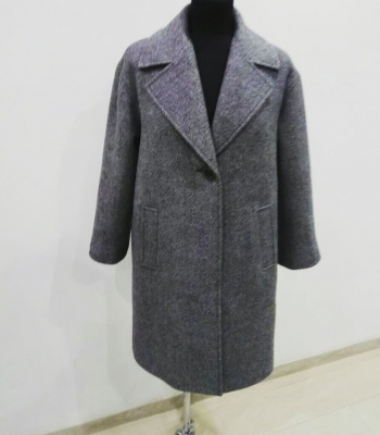 Пальто из шерсти прямого силуэта (большой размер)
